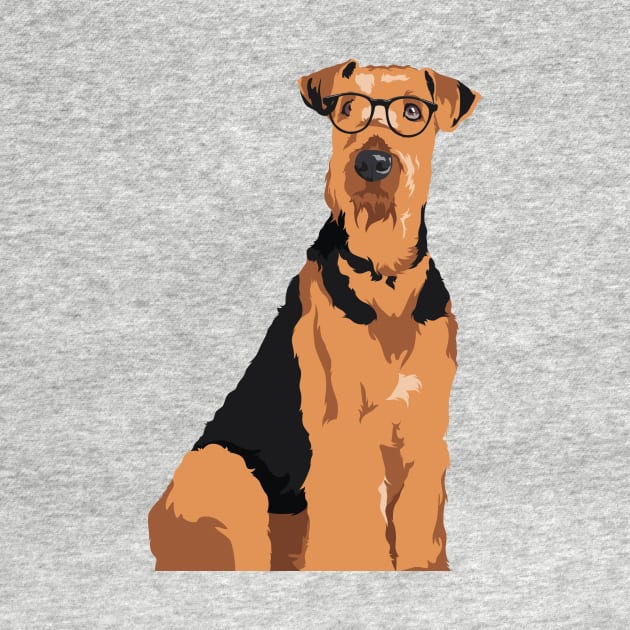 Hipster Black and Brown Airedale Terrier Dog T-Shirt for Dog Lovers by riin92